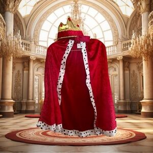 Leopard trim cape & crown.